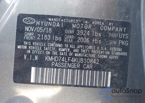 2019 Hyundai Elantra Se z USA, uszkodzony, nr VIN KMHD74LF4KU810842